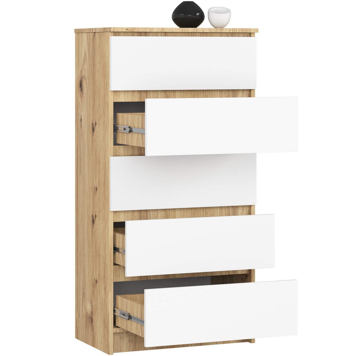 KOMMODE Eiche Artisan, Weiß 121/60/40 - Eiche Artisan/Weiß, Holzwerkstoff (60/121/40cm) - RAUMHIRSCH FURNITURE