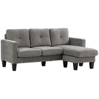 ECKSOFA, Eck-Couch mit umkehrbarer Chaiselongue, Chenille-Optik, Braun - Braun, Textil (130/186cm) - HOMCOM