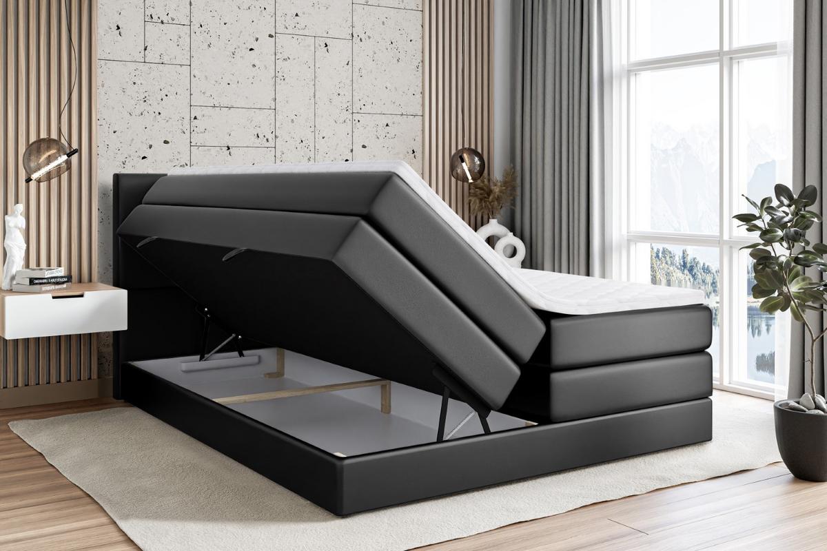 BOXSPRINGBETT ARDENI KING - 140x200 - H3/H4 - Schwarz Hochglanz - Schwarz Hochglanz, Holzwerkstoff (140/200cm)