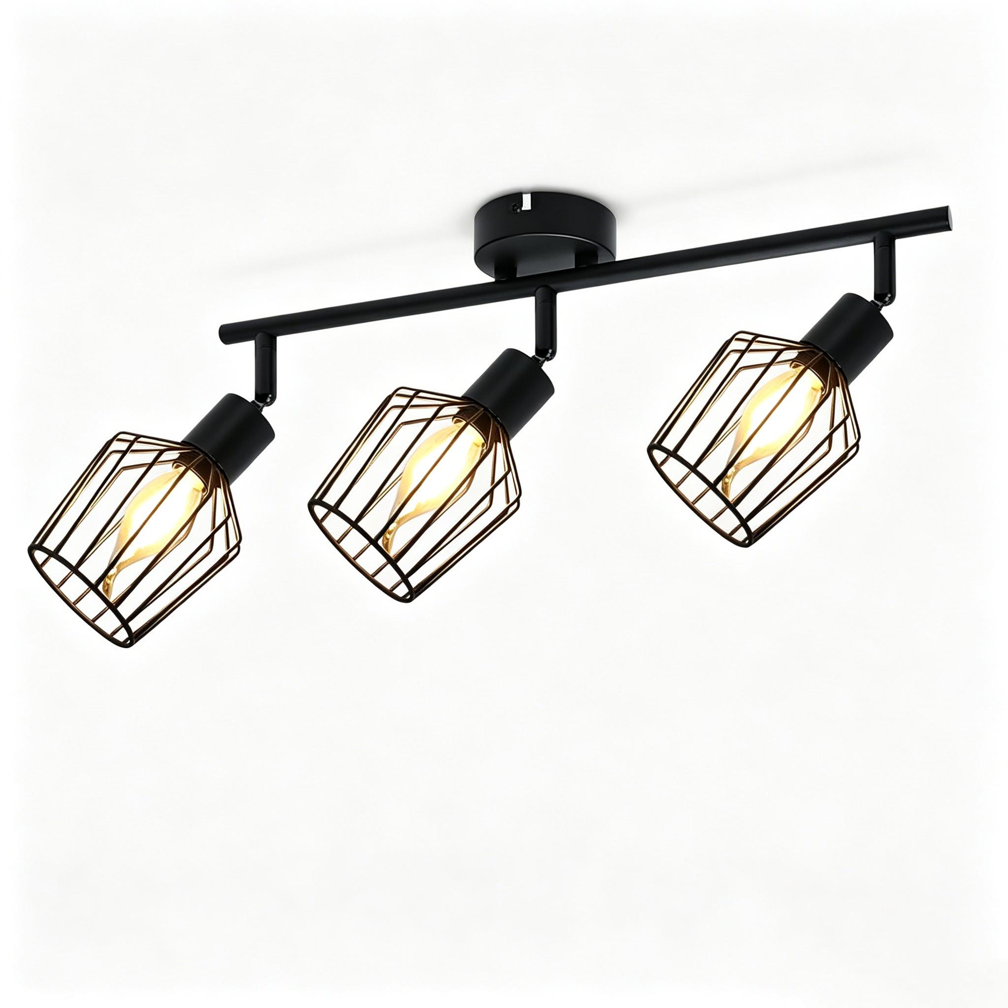 DECKENSTRAHLER 3 Flammig 42.5/10/10 cm - Schwarz, Metall (42.5/10/10cm) - ZMH