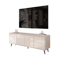 TV-SCHRANK SANAYI Kaschmir Hochglanz – schräge schwarze Beine - Kaschmir, Holzwerkstoff (156/54/38cm) - Lookway