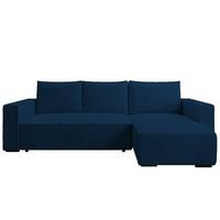 ECKSOFA CUDDY L, Eckcouch in L-Form mit Schlaffunktion und Bettkasten, Farbe: Blau, Cordstoff, Ottomane Rechts - Blau, Textil (240/140cm) - Storez24