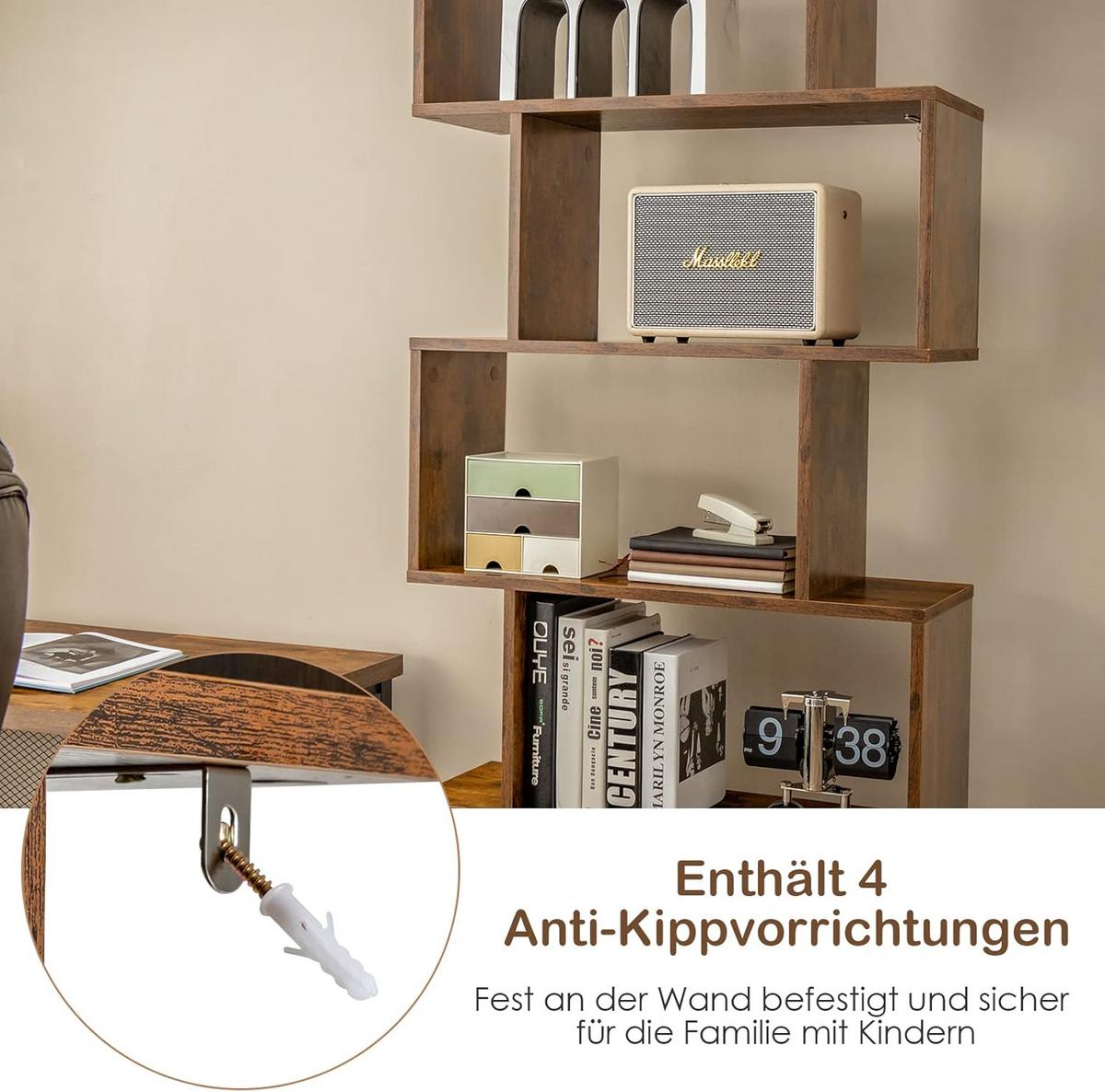 BUCHERREGAL Standregal mit Türen Braun - Braun, Holz (70/183/23cm) - COSTWAY