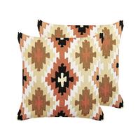DEKOKISSEN 2er-Set Bunt 50/50 cm Serampore - Multicolor, Naturmaterialien/Textil (50/50cm) - Beliani