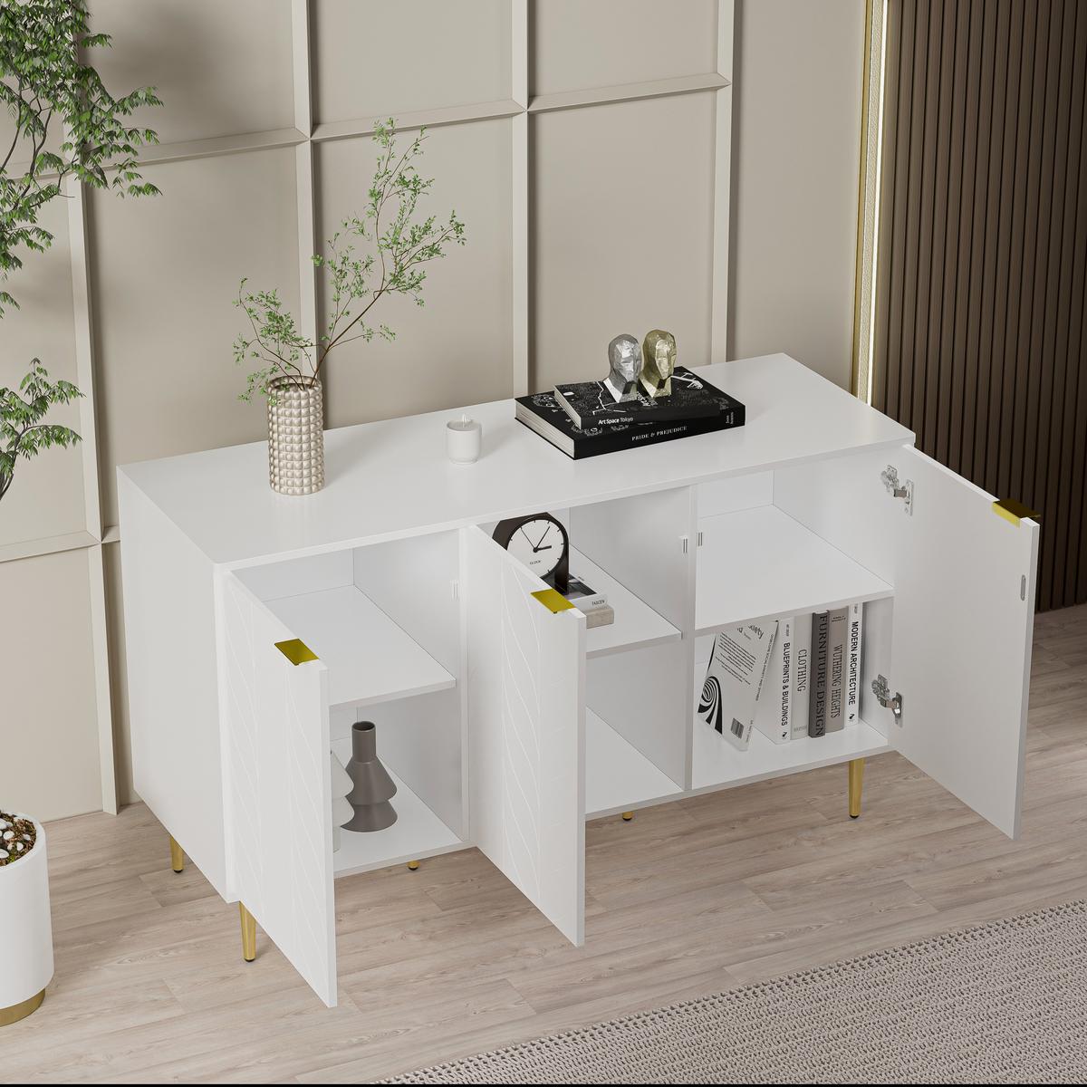 SIDEBOARD Weiß 127/45/75 cm - Weiß, Holzwerkstoff (45/75/127cm) - Urban Meuble
