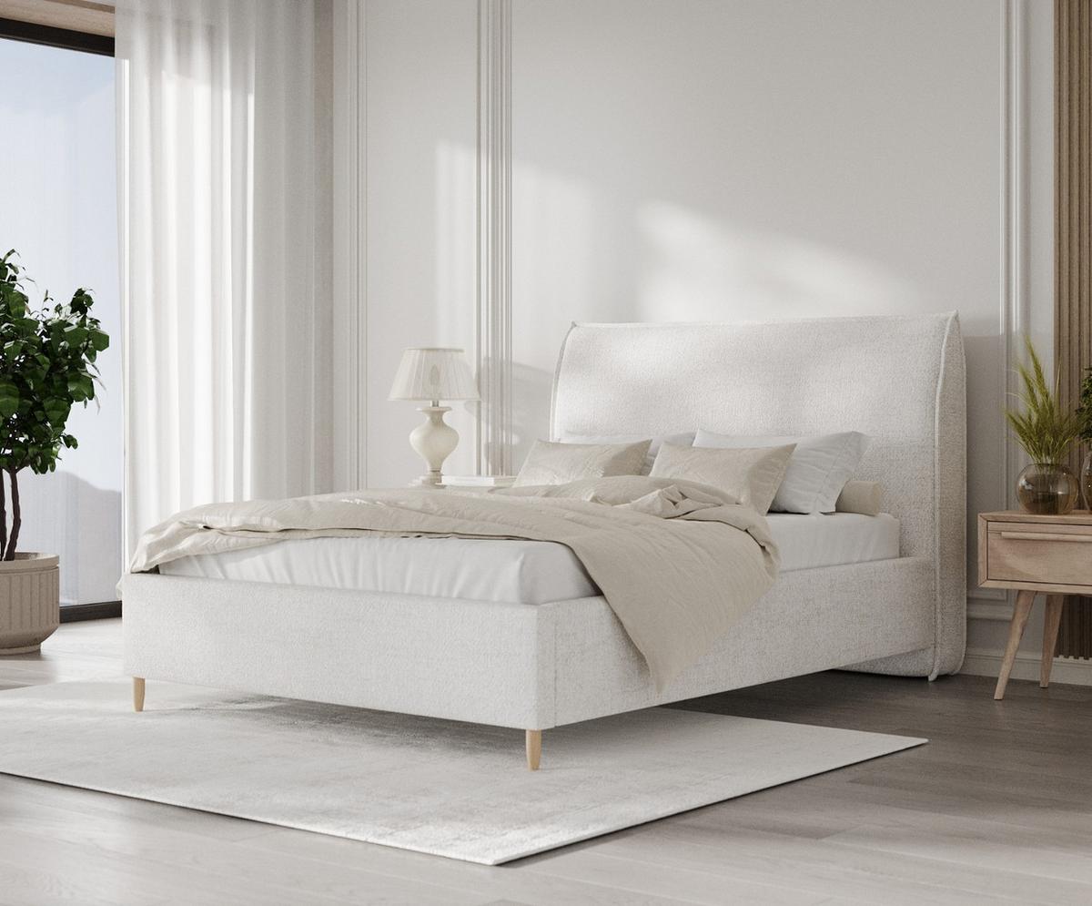 POLSTERBETT Mira 120/200 cm Creme im Neve Stoff - Creme/Naturfarben, Holz/Holzwerkstoff (120/200cm) - AltaBeds