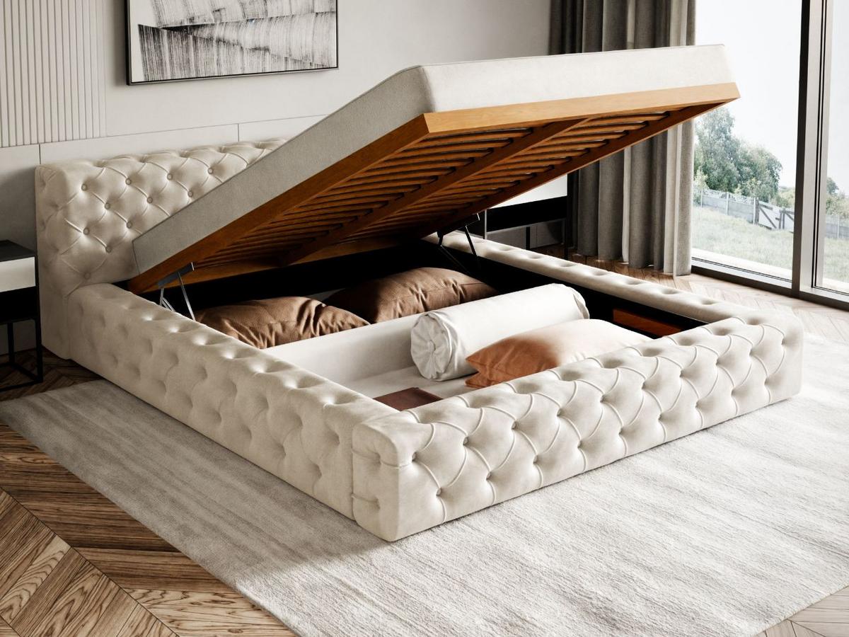 POLSTERBETT Palini 180x200 Beige - Beige, Textil (180/200cm) - Graingold