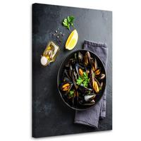 LEINWANDBILD Meeresfrüchte Muscheln 60x90cm - Grau, Textil (60/90cm) - Feeby