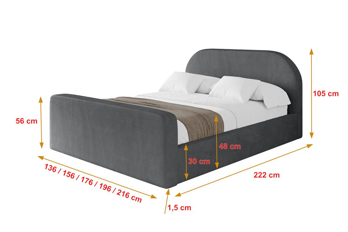 POLSTERBETT mit Bettkasten, Fußteil und Lattenrost, Boxbett ohne Matratze - TIVON-Z 180x200 Dunkelgrau - Anthrazit, Holzwerkstoff/Textil (180/200cm) - ALTDECOR