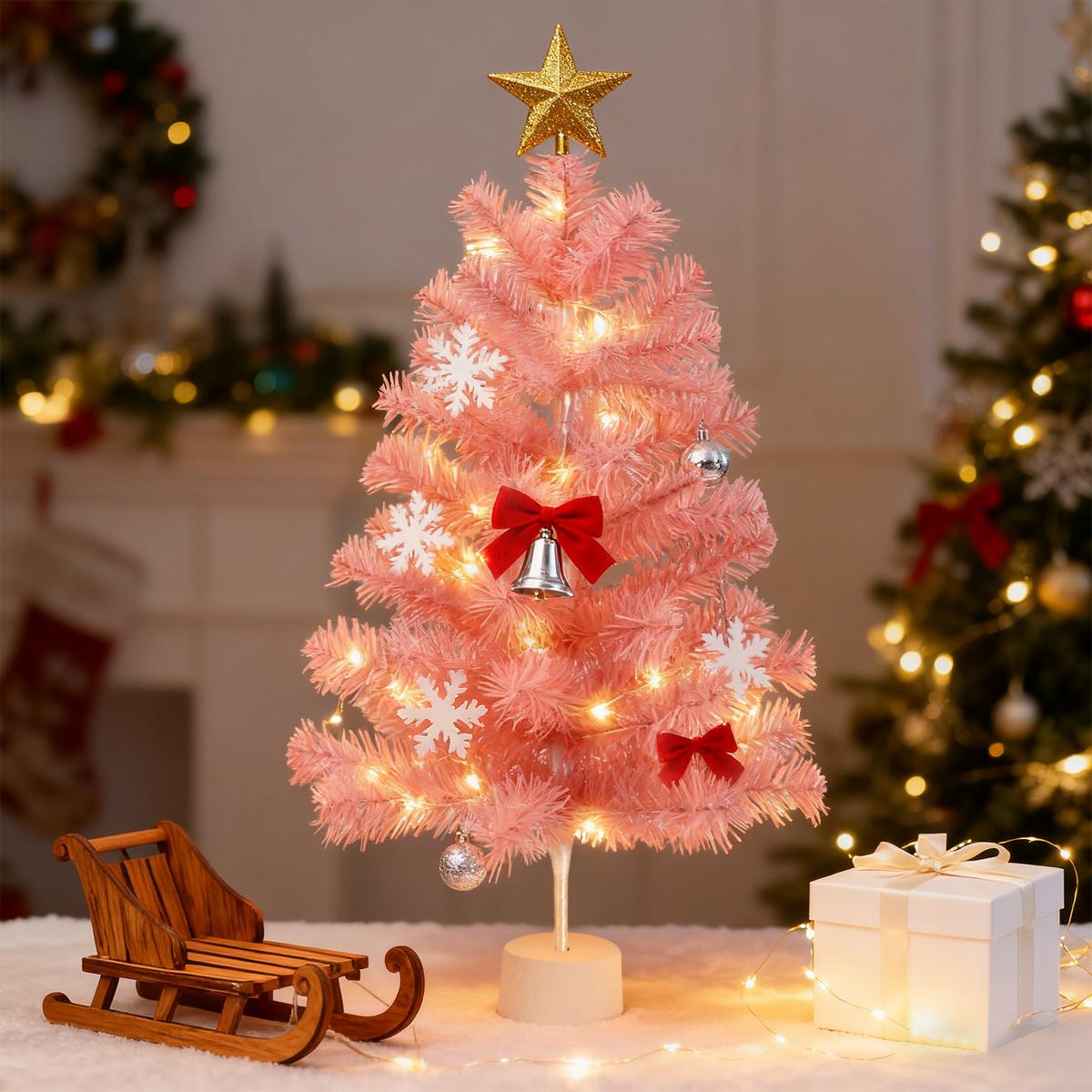 WEIHNACHTSBAUM Elowynth 30/30/60 cm - Pink, Kunststoff (60cm) - ZMH