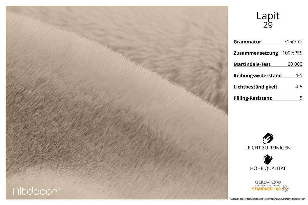 WOHNLANDSCHAFT Ottomane Links MOVO-L 345x180x78 cm Creme Tissu - Klar, Holzwerkstoff/Kunststoff (345/78/180cm) - ALTDECOR