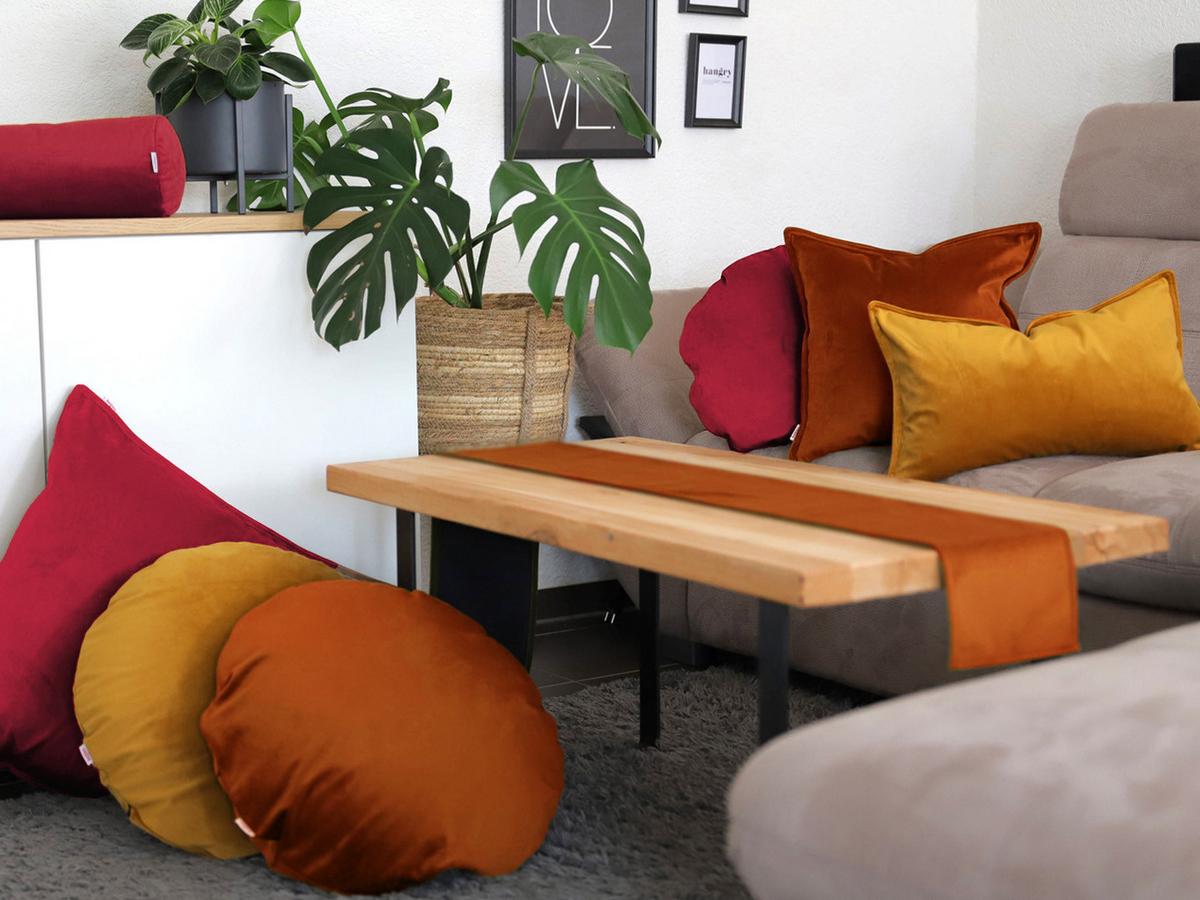 KISSEN-BLUME Samt&Sonders rost-orange 50 cm Ø - Dunkelorange, Textil (50/50cm) - beties Heimtextil