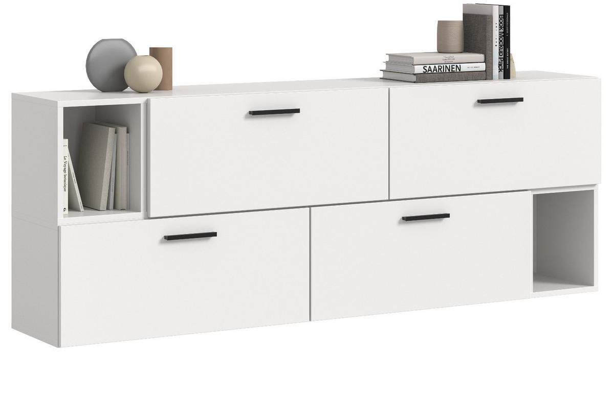 SIDEBOARD weiß 176 cm, Kommode hängend / stehend - Schwarz/Weiß, Holzwerkstoff/Kunststoff (176/65/34cm) - Inn.Furn
