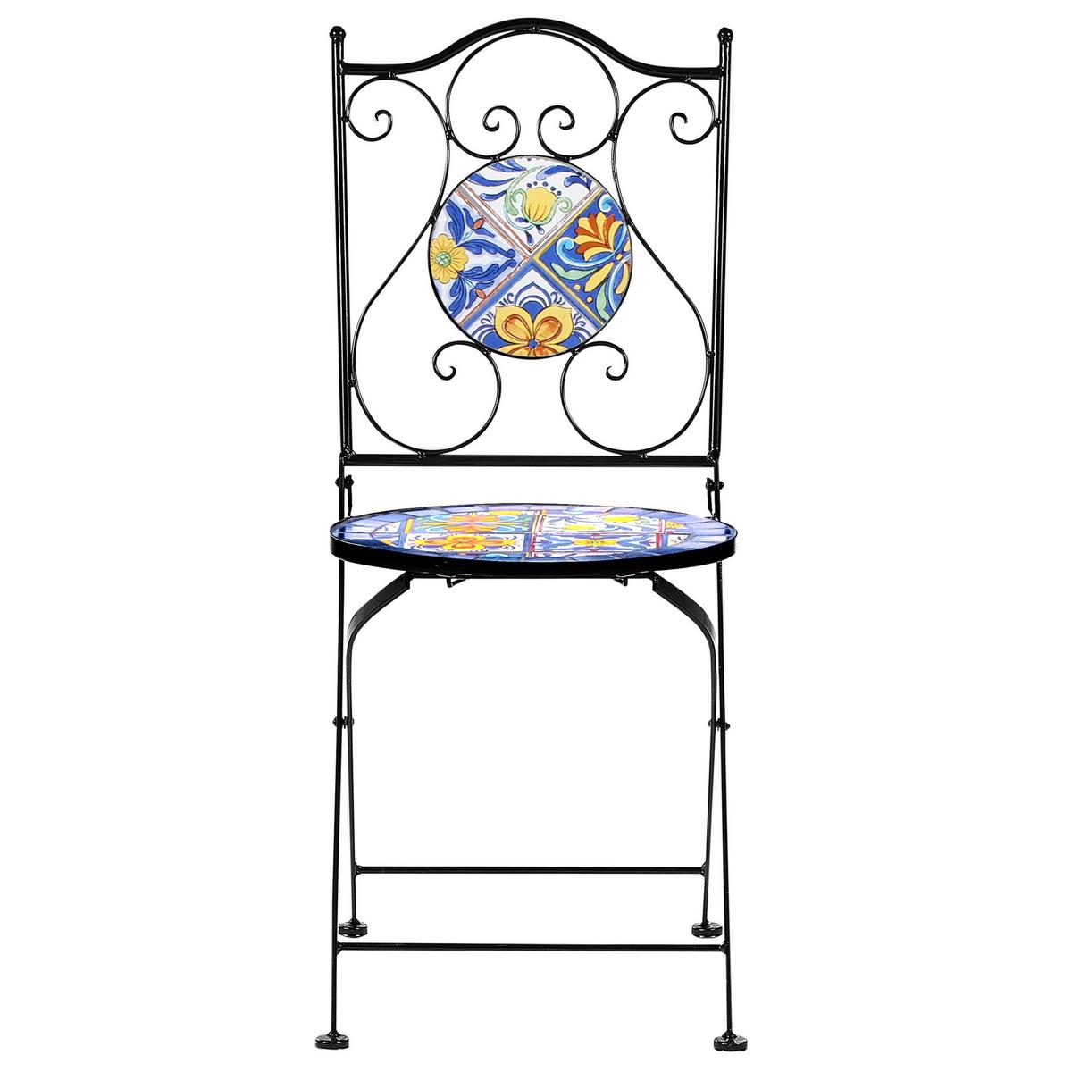 BISTRO-SET Schwarz Coriano - Blau/Schwarz, Metall - Beliani