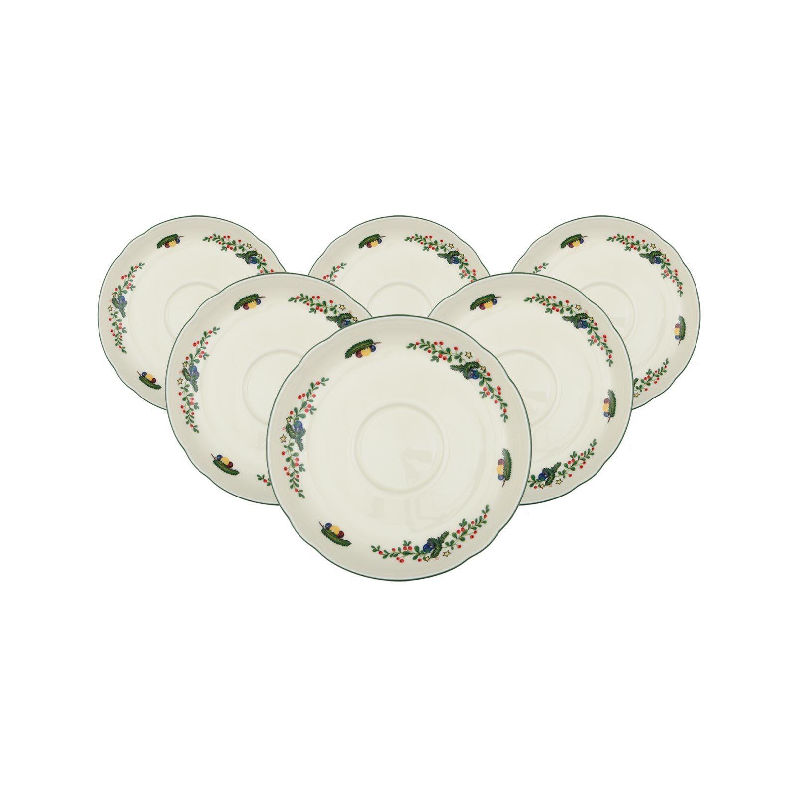 KOMBI-UNTERTASSEN Marieluise Weihnachten weiß-grün ø 14,8 cm 6er Set - Weiß/Grün, Keramik (14.8cm) - Seltmann Weiden