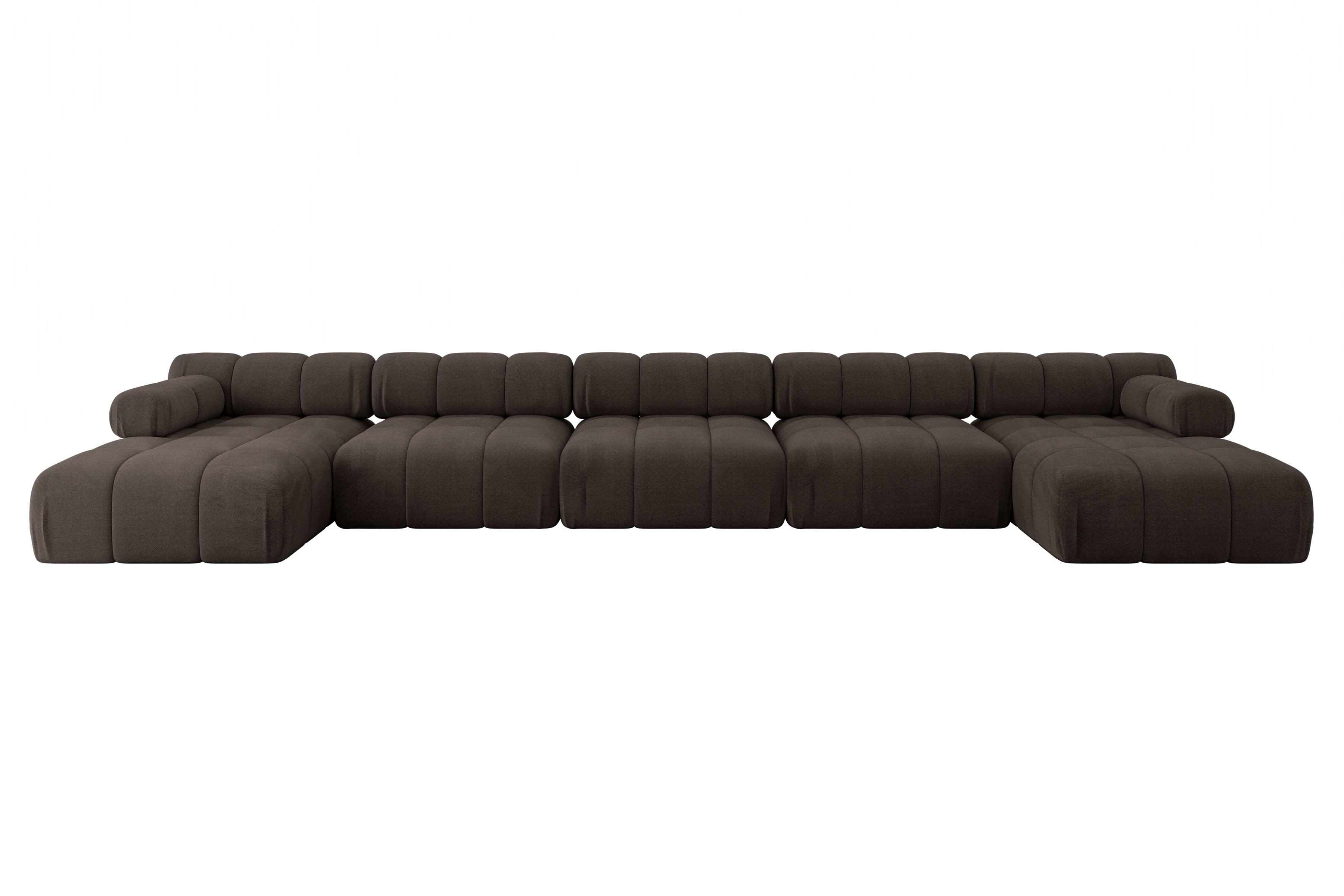 WOHNLANDSCHAFT modulares Sofa Tesso-U3 - 475x160x70 cm Braun Velours - Braun, Holzwerkstoff/Textil (475/70/160cm) - ALTDECOR