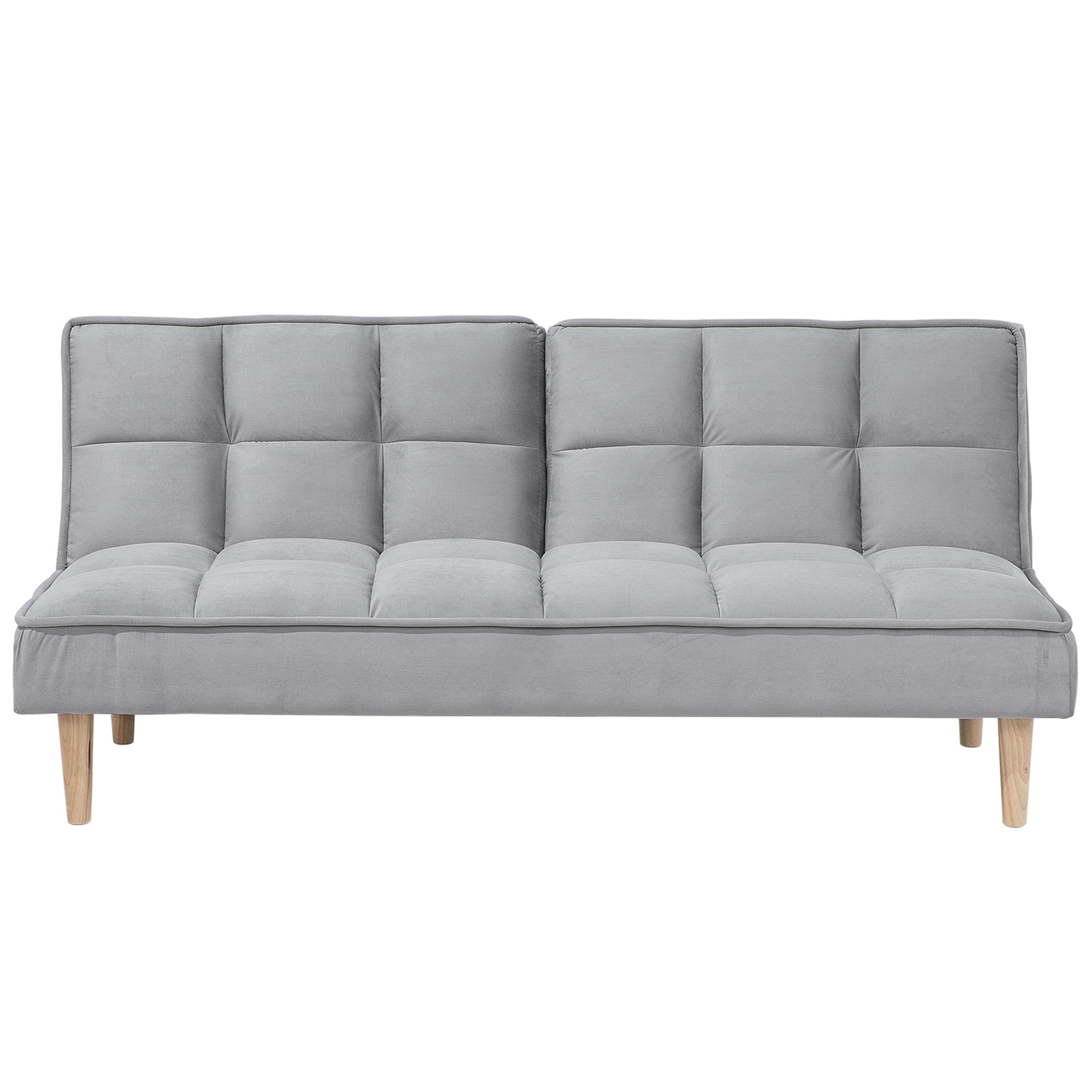 3-SITZER-SCHLAFSOFA Polyester Grau Siljan - Hellgrau, Textil (177/80/80cm) - Beliani