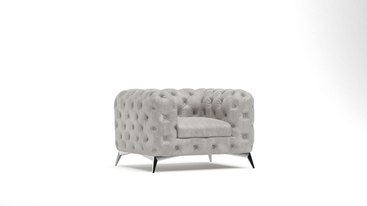 CHESTERFIELD-SESSEL Quantum Grau Samt - Silberfarben/Grau, Holz/Textil (125/75/100cm) - S-Style Möbel