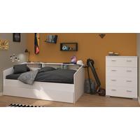 KINDERZIMMER Set 2-tlg. mit Stauraumbett 90x200 cm und Kommode - Silberfarben/Weiß, Holz/Holzwerkstoff (206/82/113cm) - Parisot Meuble