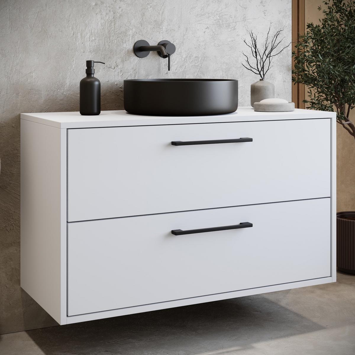 WASCHBECKENUNTERSCHRANK Florence 2 Schubladen Weiß Hochglanz - 80 x 46 x 46 cm - Weiß, Holz (80/46/46cm) - Badplaats