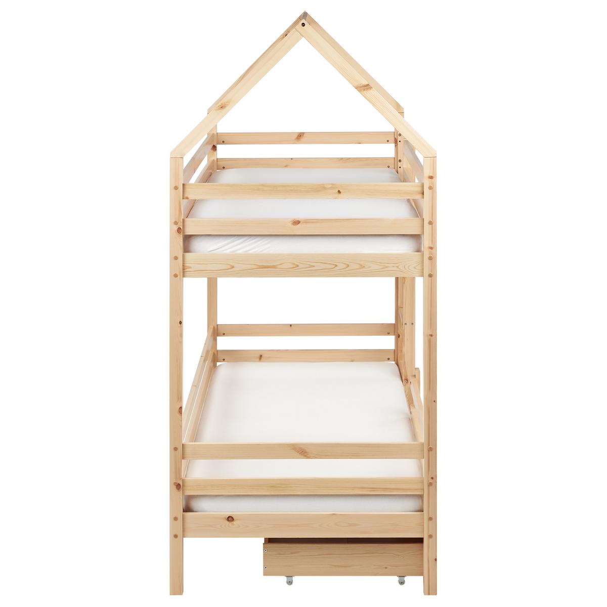 HOCHBETT mit Schaubladen 90x200 cm Braun Girgols - Hellbraun, Holz (90/200cm) - Beliani