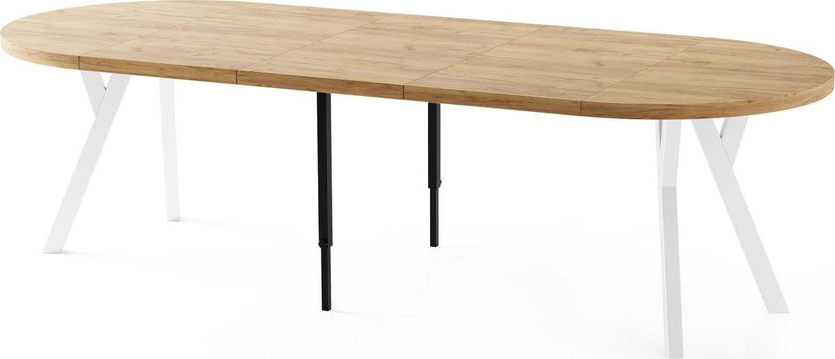 ESSTISCH Twixy XXL groß rund oval ausziehbar, Eiche Hell Braun 100-250/100/76 cm - Eiche Wotan/Weiß, Holz/Holzwerkstoff (100/250/76cm) - WFL GROUP