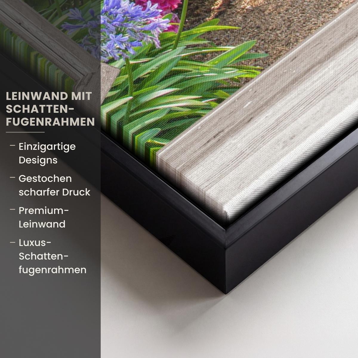 LEINWAND Bilder mit Rahmen - Hortensie - Durchsichtig - Blumen - Sommer - Lila - Weg - 50x70 - Lila, Textil (50/70cm) - MuchoWow