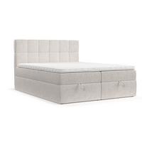 BOXBETT Savio 200/200 cm Hellbeige im Neve Stoff - Sandfarben/Schwarz, Holz/Holzwerkstoff (200/200cm) - AltaBeds