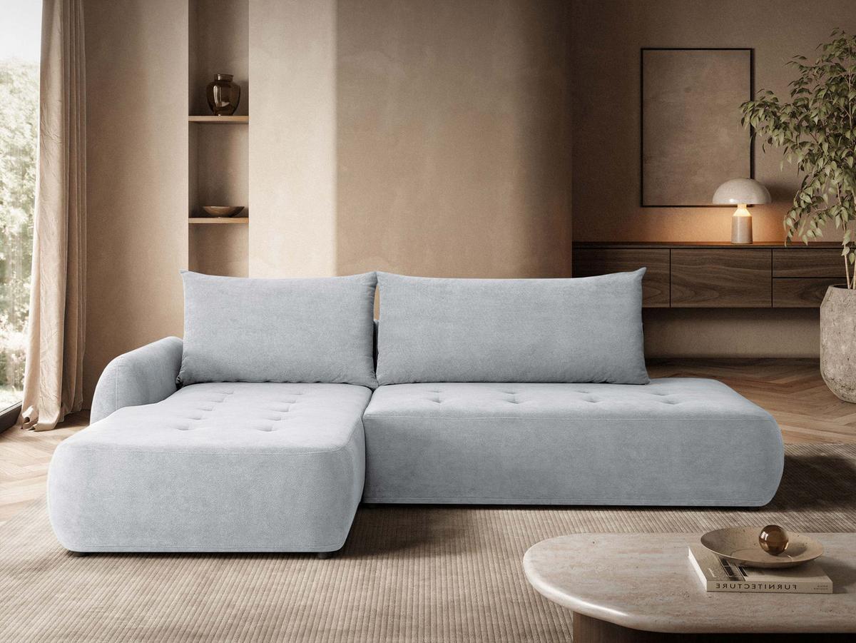 ECKSCHLAFSOFA Bueno I, Seite: Links - Hellgrau/Schwarz, Holz/Textil (300/185cm) - MIRJAN24
