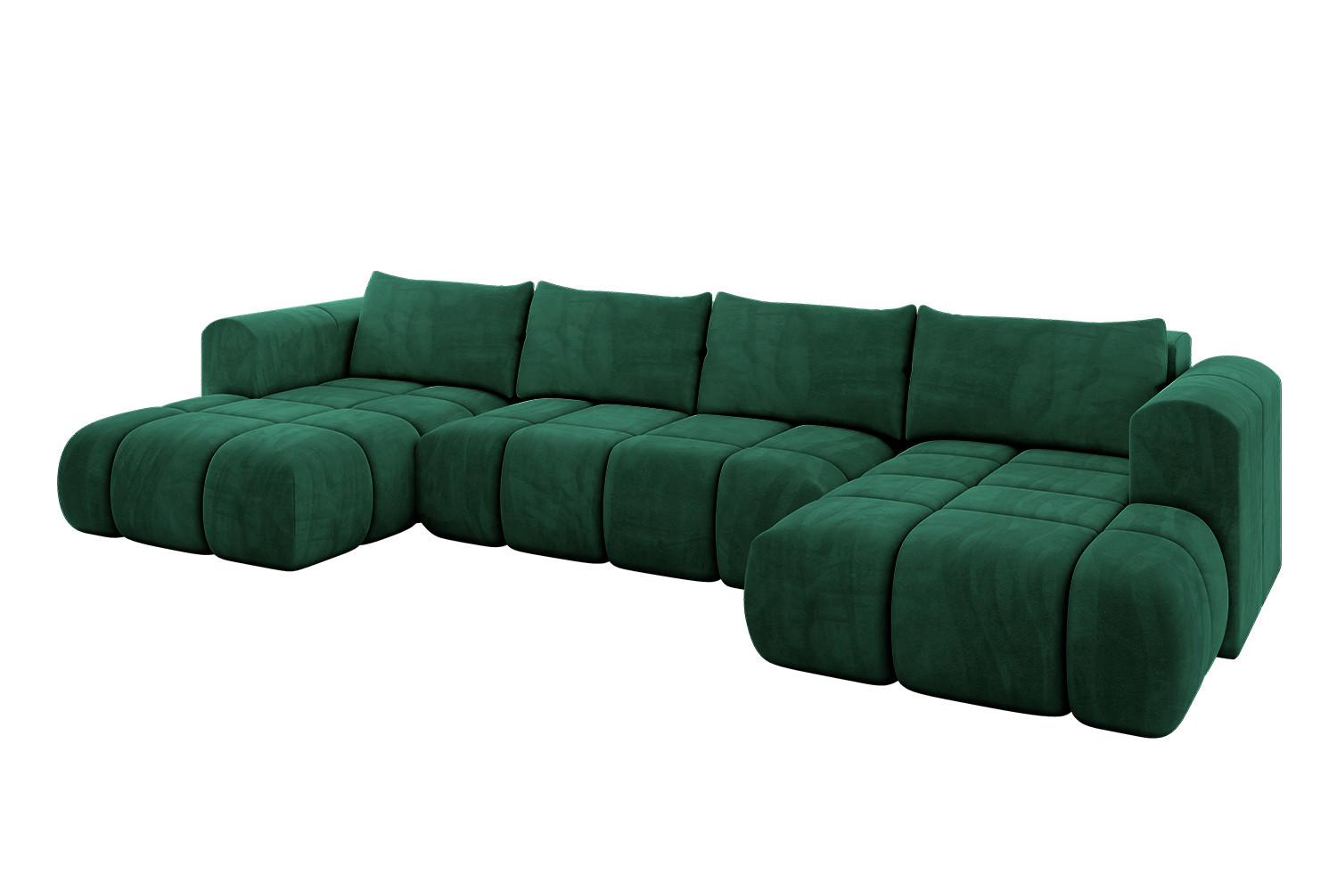 WOHNLANDSCHAFT CLOUD-U 405x185x90 Dunkelgrün Velours - Dunkelgrün, Holzwerkstoff/Kunststoff (405/90/185cm) - ALTDECOR