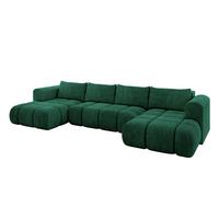 WOHNLANDSCHAFT CLOUD-U 405x185x90 Dunkelgrün Velours - Dunkelgrün, Holzwerkstoff/Kunststoff (405/90/185cm) - ALTDECOR