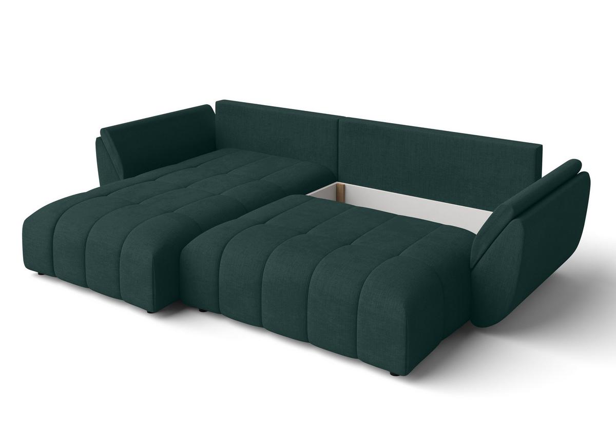 ECKSOFA L Form Verciani Grün 280/190/91 cm mit Schlaffunktion - Schwarz/Grün, Kunststoff/Textil (280/190cm) - AX Living