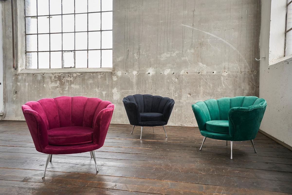 SESSEL NARLA Rot Velvet - Rot/Silberfarben, Textil (97/78/70cm) - KAWOLA