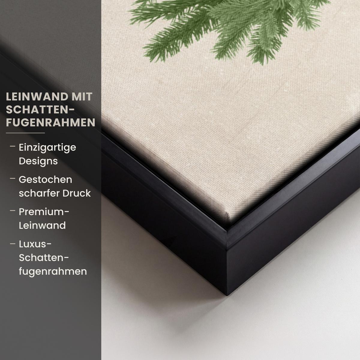 LEINWAND Bilder mit Rahmen - Weihnachtsbaum - Grün - Weihnachten - Feiertage - 60x80 - Olivgrün, Textil (60/80cm) - MuchoWow