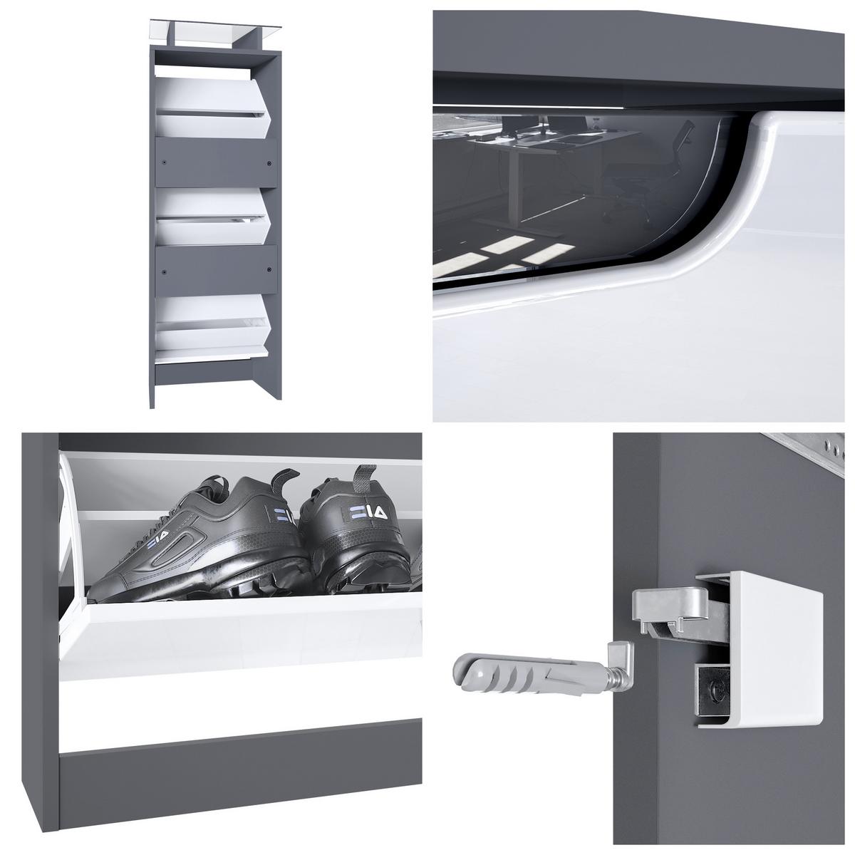 SCHUHSCHRANK Space Avola-Anthrazit - Anthrazit, Holzwerkstoff (46/128/23cm) - Vladon
