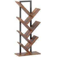 BÜCHERREGAL Standregal mit 7 Ebenen Schmal Regal im Baumform Rustikal Braun - Rostfarben/Schwarz, Holzwerkstoff/Metall (24/109/50cm) - HOMCOM