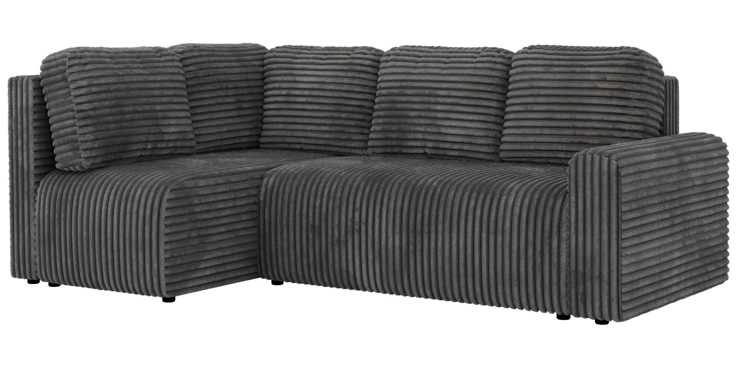 ECKSOFA NESSARO COR L - Grau Cord - Links - Schwarz/Grau, Kunststoff/Textil (151/240cm) - MKS