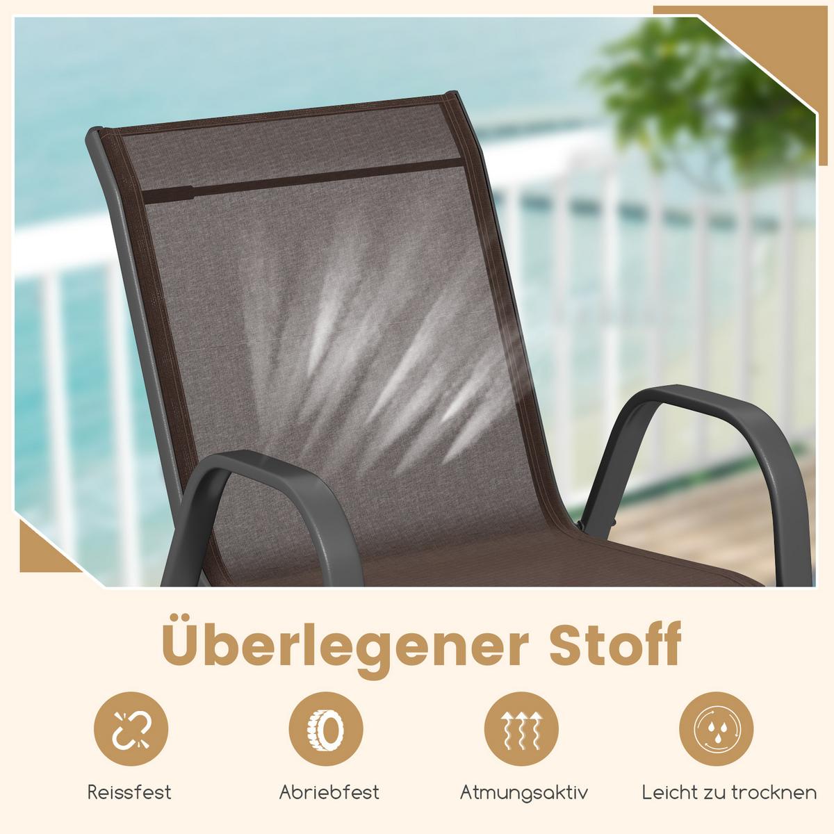 GARTENSTÜHLE Braun(2er-Set) - Braun, Metall (70/84/56cm) - COSTWAY