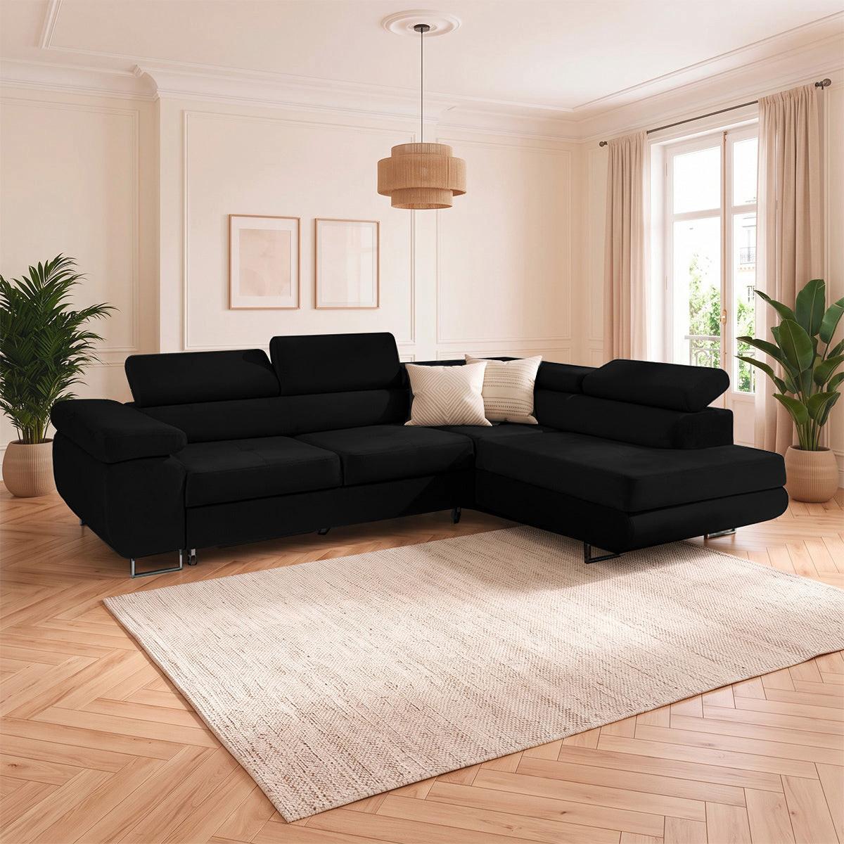 ECKSOFA Wilson 4 Sitzplätze Schwarz - Schwarz, Textil (271/201cm) - Petits-meubles