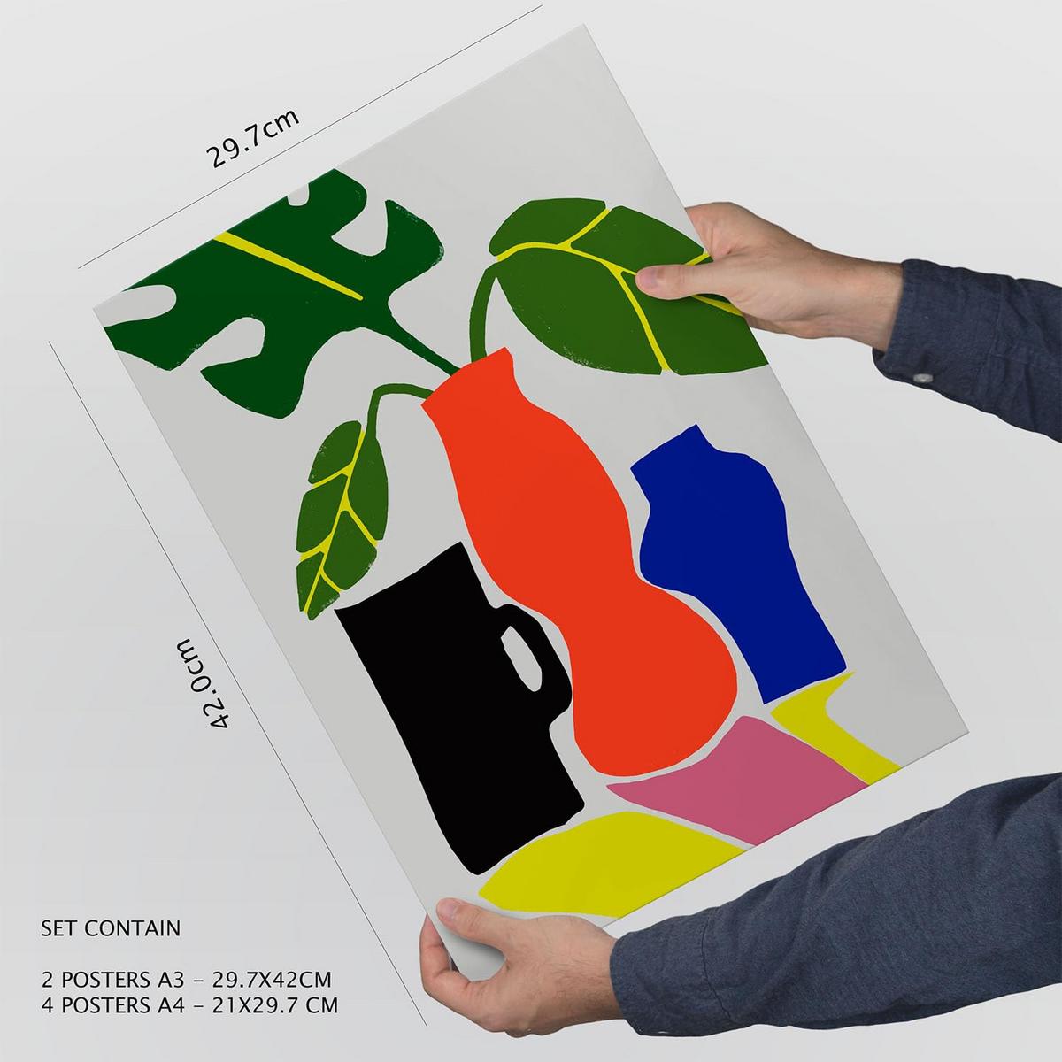 POSTER Set Mit 6 Zehn Formen In Kulissen Abstracts Ästhetische Dekorative Gemälde Für Ihr Wohnzimmer, Schlafzimmer, Zuhause A3 & A4 Rahmenlos - Klar, Papier (29/3cm) - Nacnic