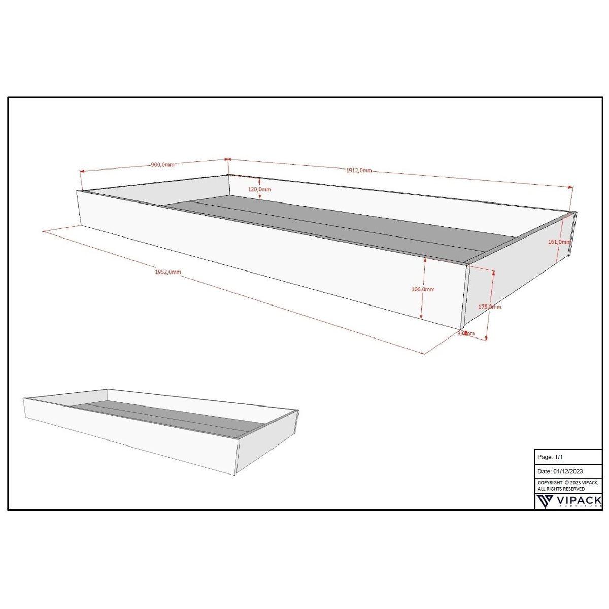 HAUSBETT 90x200 Keeley Buche Weiß Holz Himmel Schublade Komfort Stabil - Weiß, Holz (90/200cm) - 58aufmkessel