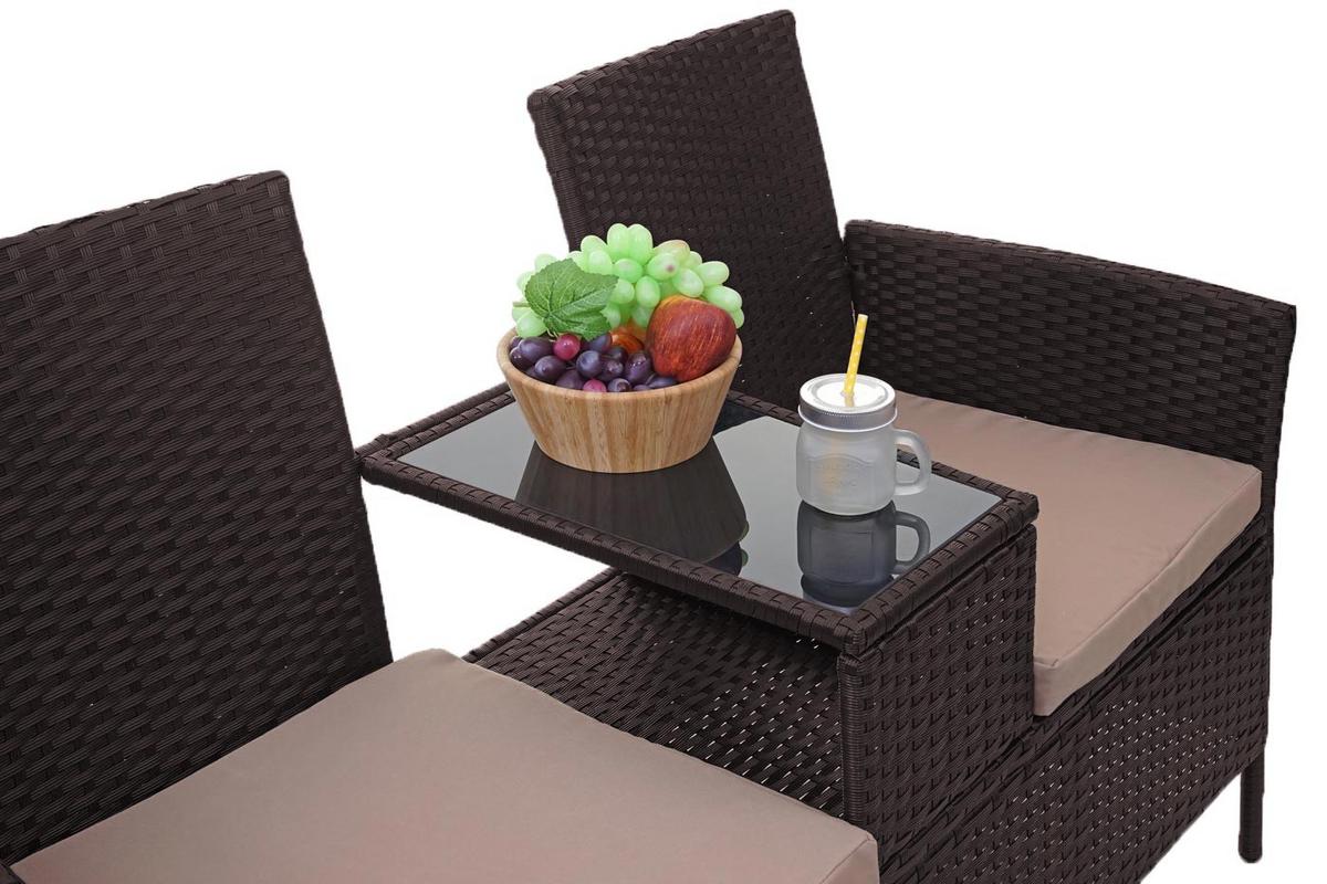 POLY-RATTAN SITZBANK Braun, Beige - Beige/Braun, Kunststoff (132/84/55cm) - MCW
