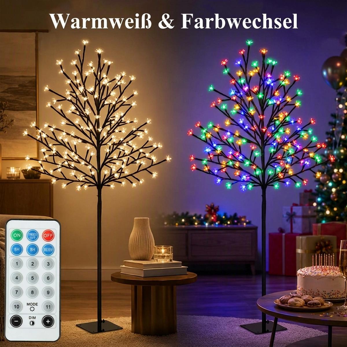 BELEUCHTETER-KIRSCHBLÜTENBAUM Stahl Transparent - Schwarz, Metall (55/150/55cm) - HOMCOM