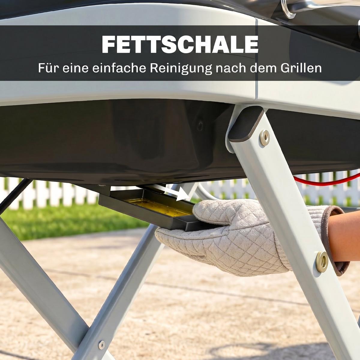GASGRILL faltbar aus Edelstahl Schwarz - Schwarz, Metall (55/89/109cm) - Outsunny