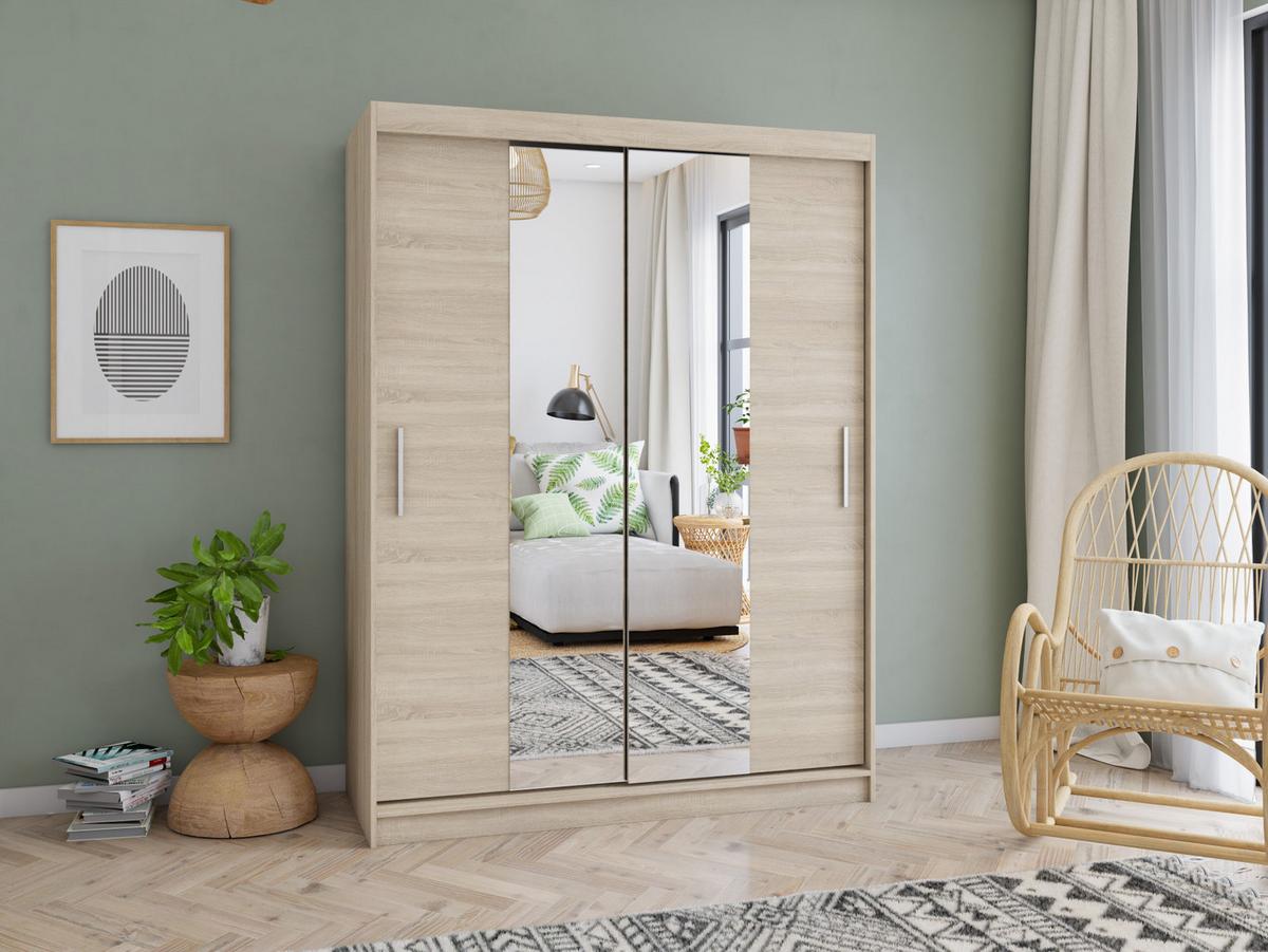 SCHWEBETÜRENSCHRANK 150/200/61 cm 2-türig Vista 01 Sonoma Eiche/Sonoma Eiche - Alufarben/Sonoma Eiche, Glas/Holzwerkstoff (150/200/61cm) - imoebel24