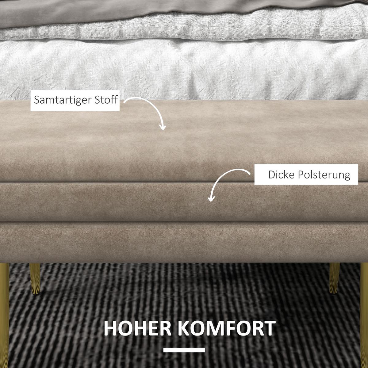 TRUHENBANK mit Stahlbeine, Beige - Beige, Kunststoff (37.5/43/79.5cm) - HOMCOM