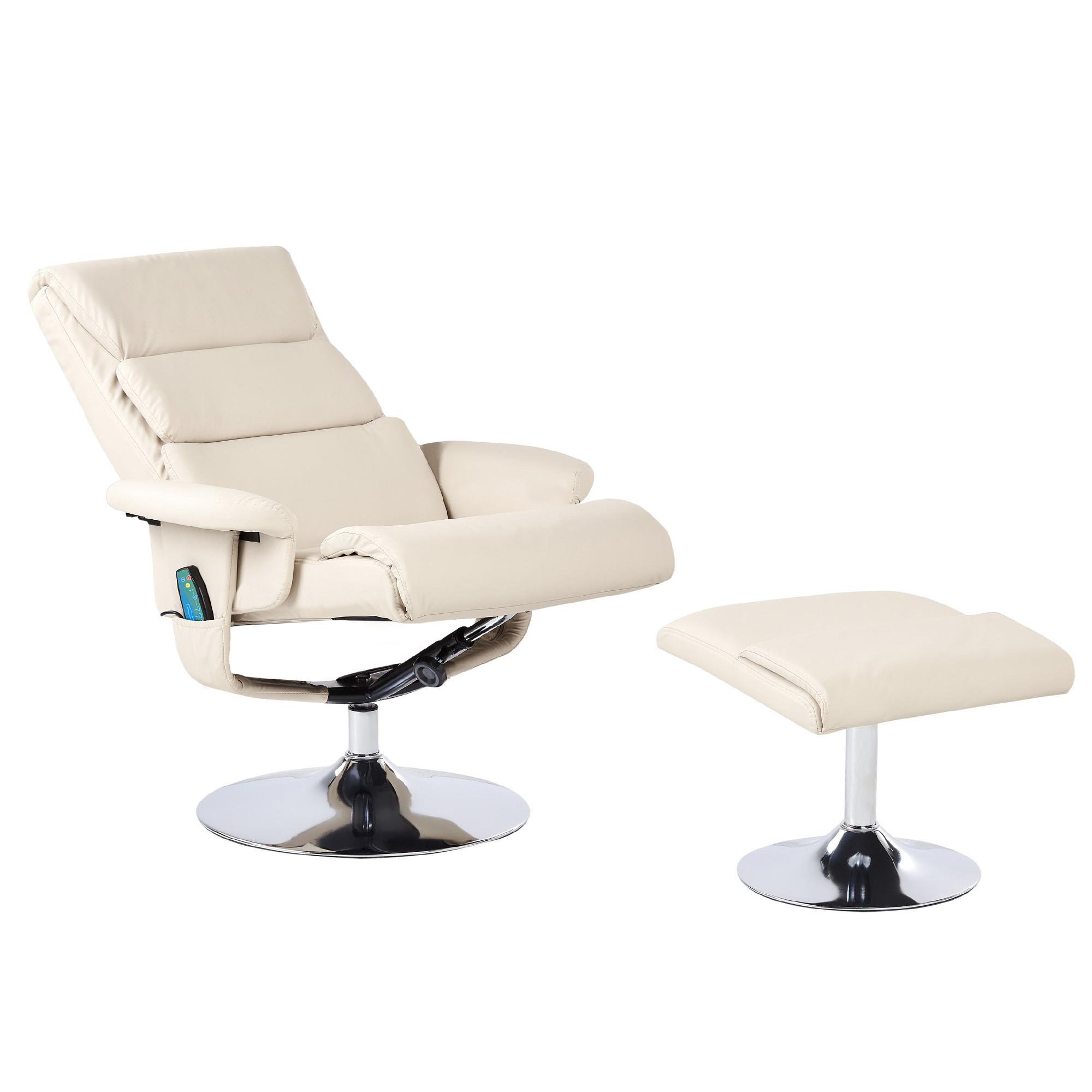 MASSAGESTUHL mit Fußstütze Kunstleder Hellbeige Legend - Beige, Kunststoff (76/100/58cm) - Beliani