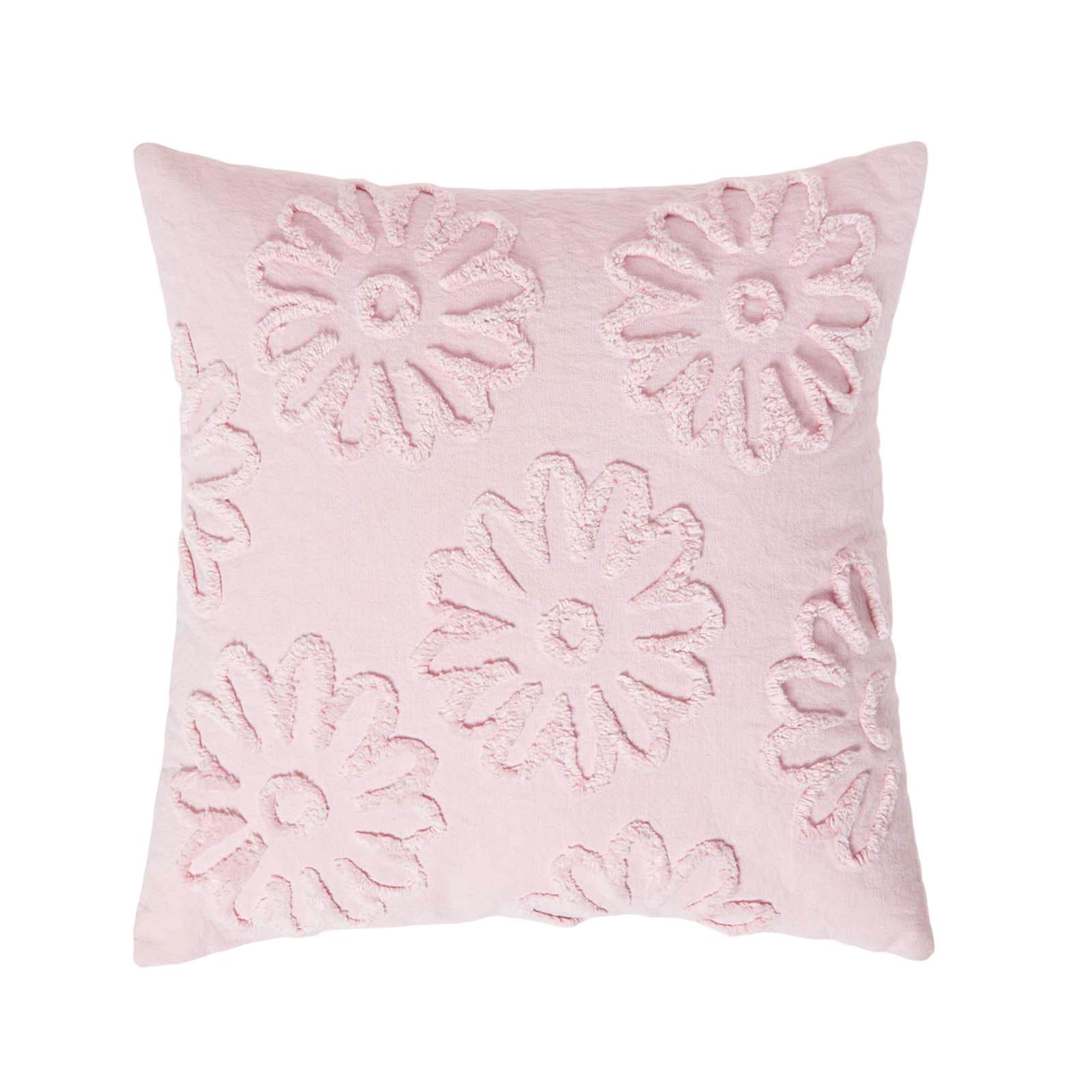 DEKOKISSEN Tufted 45/45 cm rosa mit Blumen - Rosa, Textil (45/45cm) - Homescapes