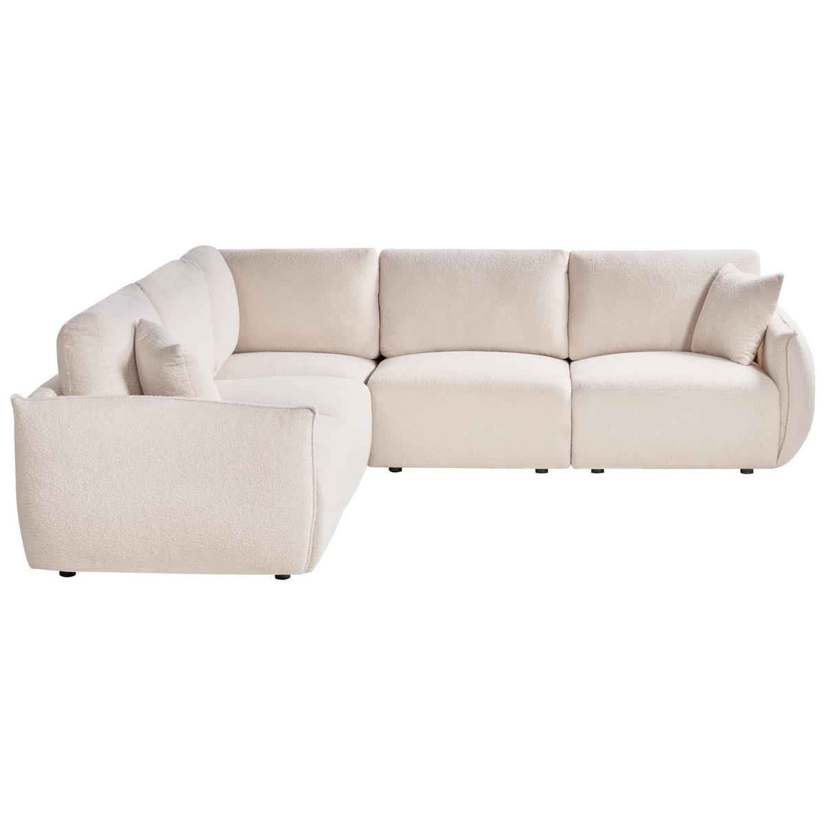 ECKSOFA Modul 5-Sitzer Bouclé Cremeweiß rechtsseitig Mesnali - Creme, Textil (268/268cm) - Beliani