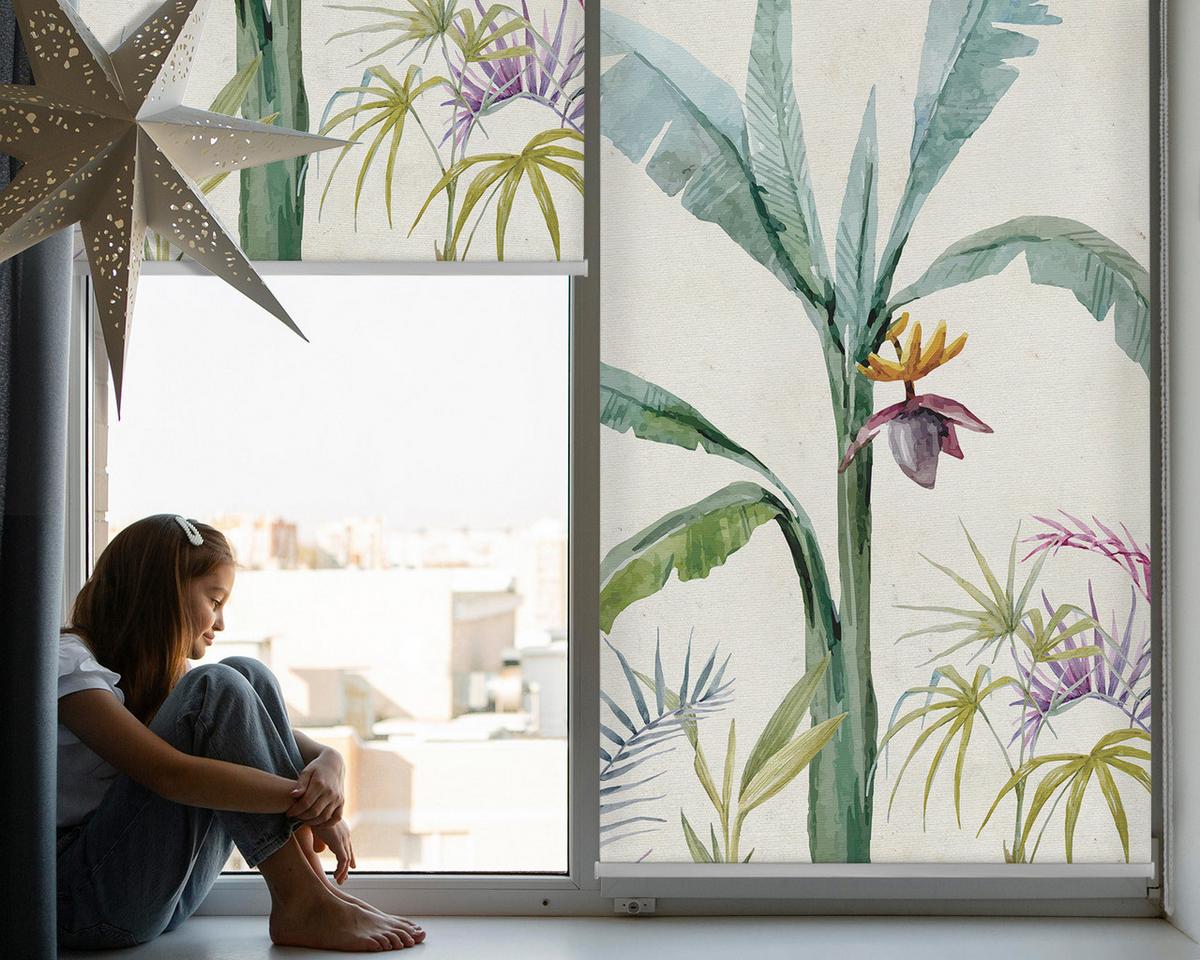 INNENROLLO - Fensterrollo - Rollo - 120x140 cm - Exotische Natur - Grün, Kunststoff (120/140/0.5cm) - TULUP